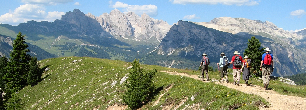 Hiking on Mont Seura, Val Gardena, Dolomites of Italy