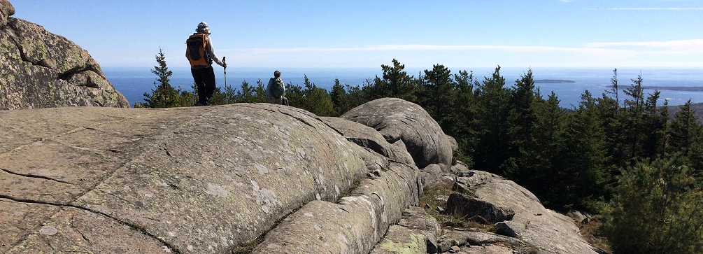 Hiking on Cadillac Mountain, Acadia National Park, Maine