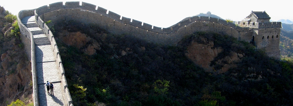 Hikers on the Great Wall of China near Jinshanling