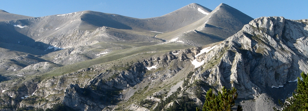 The Metamorfosi peak as seen from the trail to Mount Olympus, Greece