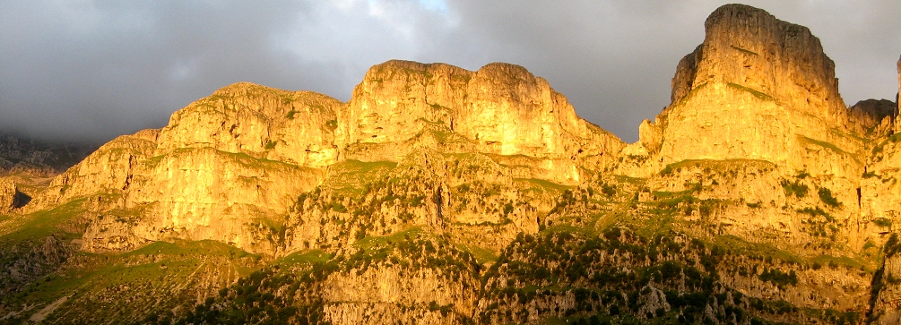 Late afternoon sunlight on the Pindhos Mountains, northern Greece