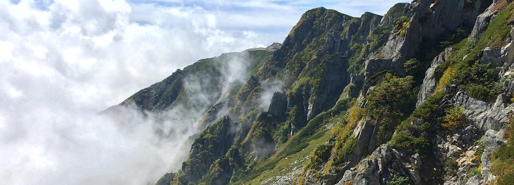 Peaks and clouds in the Central Japan Alps near Kiso Komagane