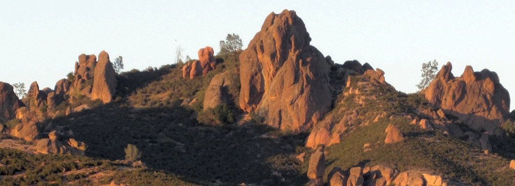 Sunset glow on the pinnacles, Pinnacles National Park, California