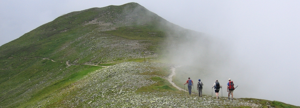 Hikers in the Bucegi Mountains, Romania