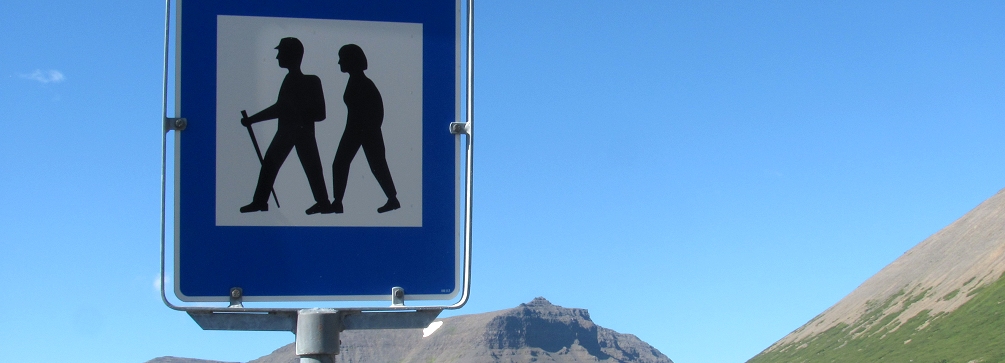 Westfjords trailhead sign, Iceland