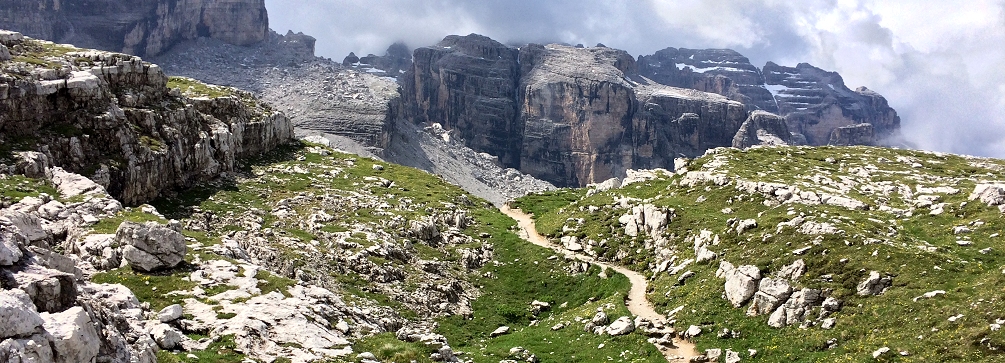 Trail leading to Rifugio Tuckett in the Brenta Dolomites