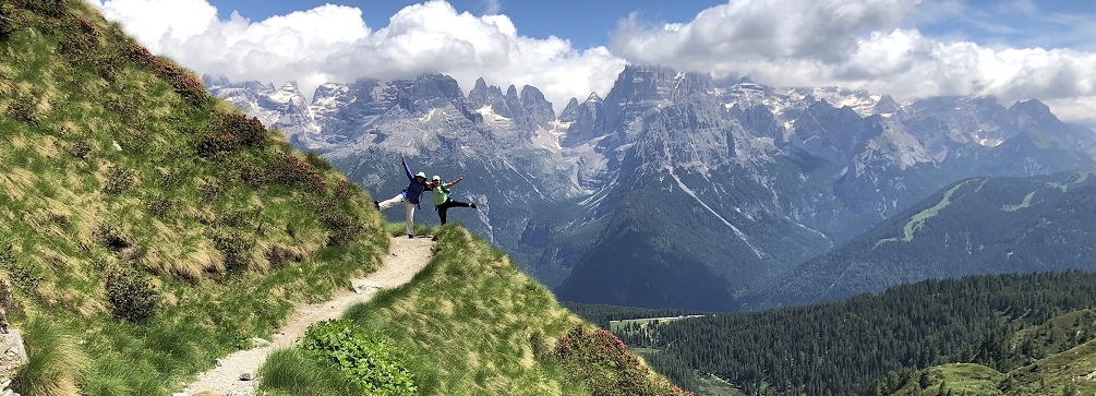 Joy on the trail in the Dolomites of Italy
