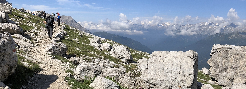 On the trail in the Brenta Dolomites of Italy