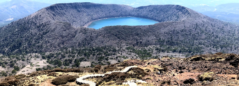 Onami-iki, a crater lake in Kirishima-Kinkowan National Park, Japan