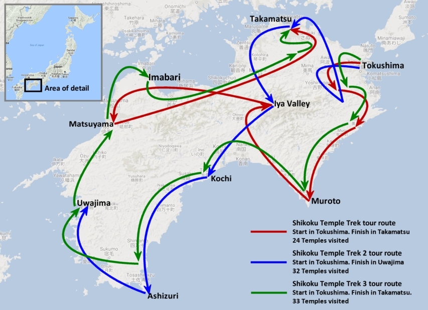 Shikoku tour routes map