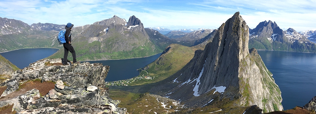 Segla peak as seen from the slopes of Hesten peak, Senja island, Norway